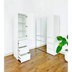 HomeStock 70,9 po H x 17,72 po L Système de rangement de placard en bois composite blanc pour rangement universel avec bacs de rangement