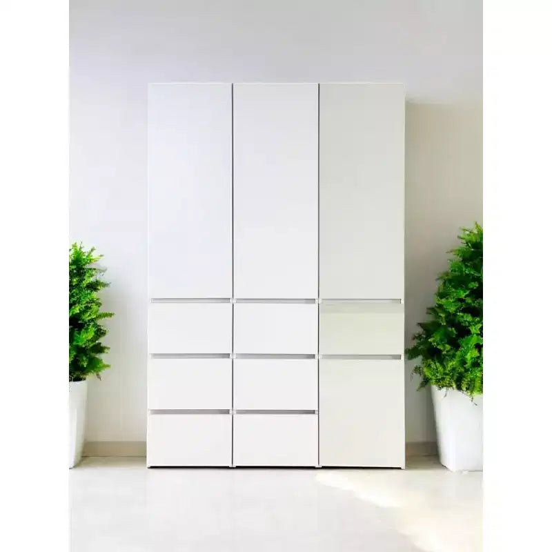 HomeStock 70,9 po H x 17,72 po L Système de rangement de placard en bois composite blanc pour rangement universel avec bacs de rangement