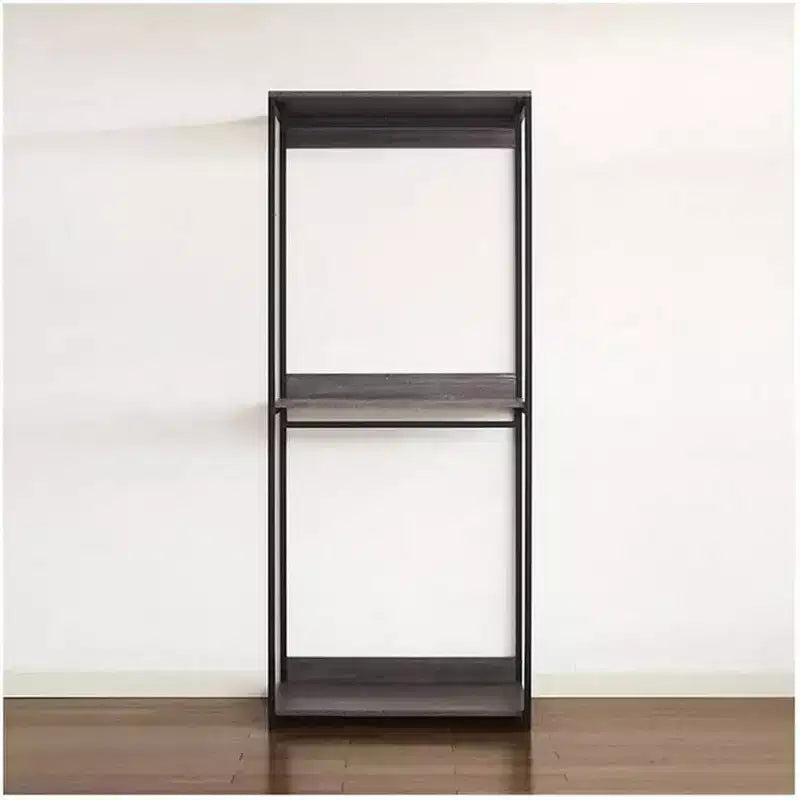 HomeStock Système de placard en bois composite noir de 77,7 po H x 96 po L pour rangement universel avec bacs de rangement