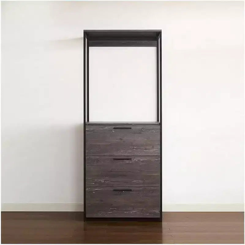 HomeStock Système de placard en bois composite noir de 77,7 po H x 96 po L pour rangement universel avec bacs de rangement