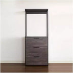 HomeStock Système de placard en bois composite noir de 77,7 po H x 96 po L pour rangement universel avec bacs de rangement