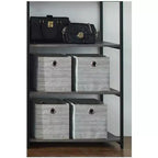 HomeStock Système de placard en bois composite noir de 77,7 po H x 96 po L pour rangement universel avec bacs de rangement