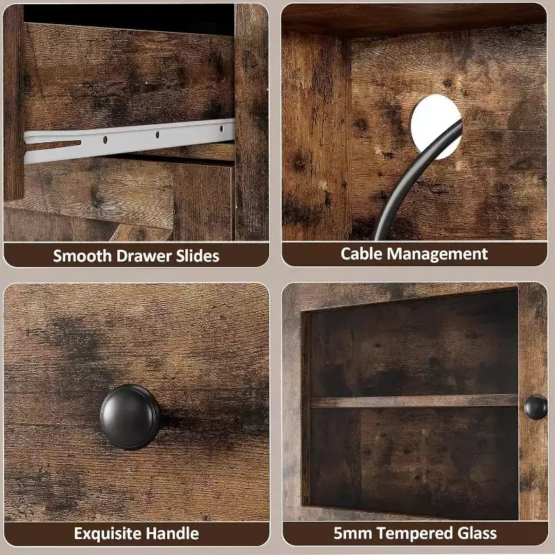 Meuble de cuisine autoportant avec tiroirs et huche, étagères réglables et support pour micro-ondes, unité de rangement de 63 pouces de hauteur pour salles à manger