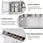 Meuble de cuisine autoportant avec tiroirs et huche, étagères réglables et support pour micro-ondes, unité de rangement de 63 pouces de hauteur pour salles à manger