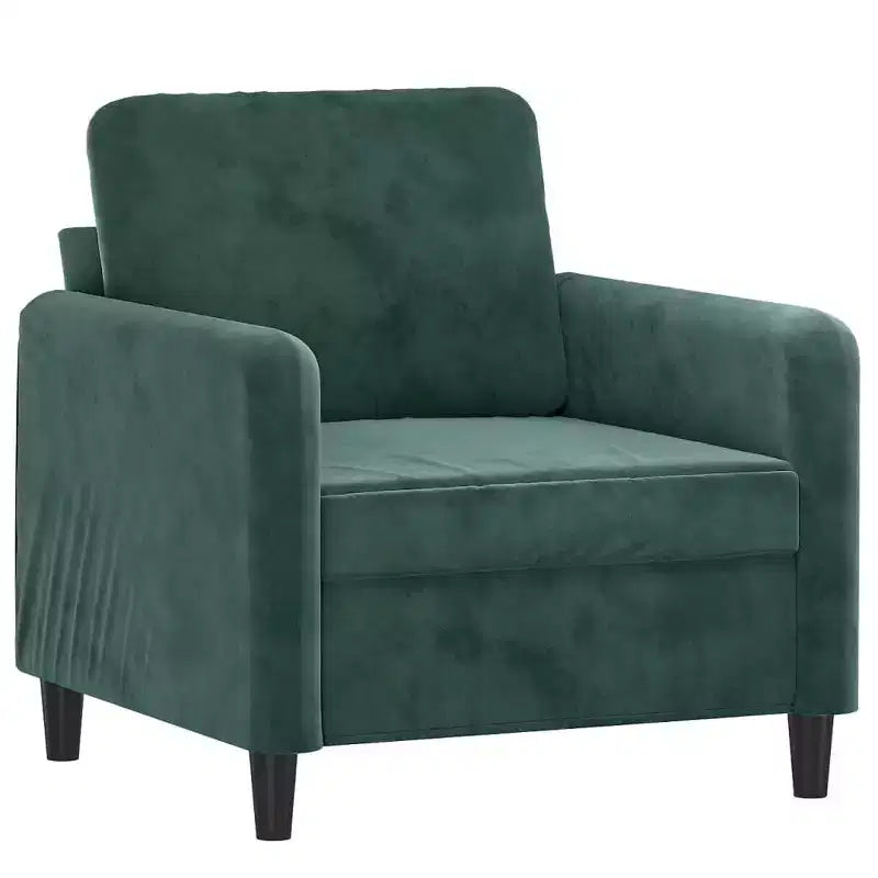 vidaXL Ensemble de canapés 3 pièces en velours vert foncé - Cadre robuste en métal/contreplaqué, assise confortable garnie de mousse pour le salon