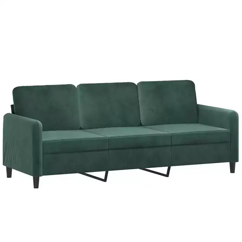 vidaXL Ensemble de canapés 3 pièces en velours vert foncé - Cadre robuste en métal/contreplaqué, assise confortable garnie de mousse pour le salon