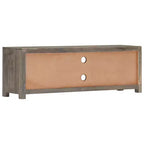 vidaXL Meuble TV/Meuble de télévision en bois de manguier massif avec deux tiroirs et une porte, design Mid-Century, gris et marron, 47,2 x 11,8 x 15,7
