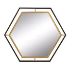 Storied Home Hexagon 2-Tone Metal Framed Wall Mirror, Black and Gold