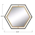 Miroir mural Storied Home Hexagon à cadre métallique bicolore, noir et doré