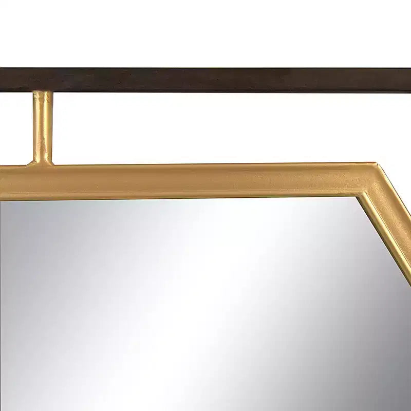 Miroir mural Storied Home Hexagon à cadre métallique bicolore, noir et doré