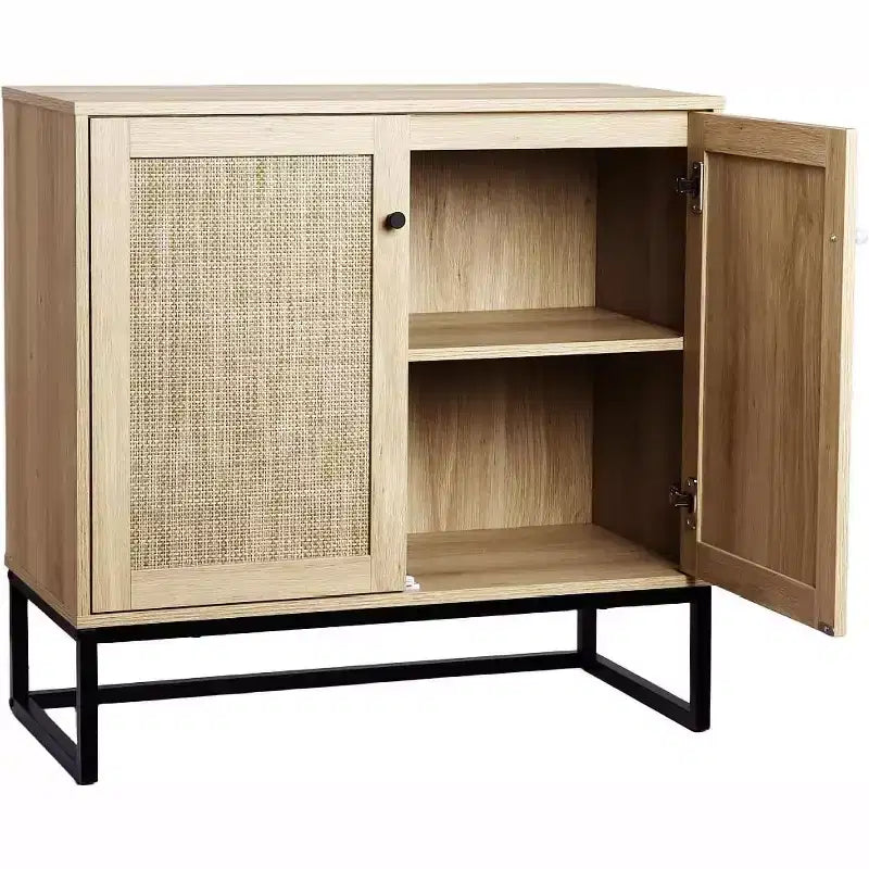 Buffet de rangement en rotin bohème avec armoire de rangement, table d'appoint d'entrée et buffet de cuisine, organisateur élégant pour salon, couloir