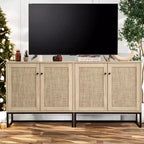 Buffet de rangement en rotin bohème avec armoire de rangement, table d'appoint d'entrée et buffet de cuisine, organisateur élégant pour salon, couloir