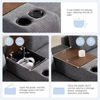 Canapé d'angle modulaire en U surdimensionné de 355 cm avec pouf, console, chargeur USB, porte-gobelet, rangement, revêtement en velours côtelé, 6 places, pour salon