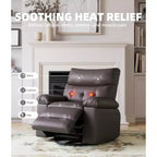 27 fauteuils inclinables surdimensionnés avec chauffage et massage - Fauteuil inclinable paresseux pivotant à 360° pour adultes - Fauteuil à bascule manuel avec télécommande pour le salon