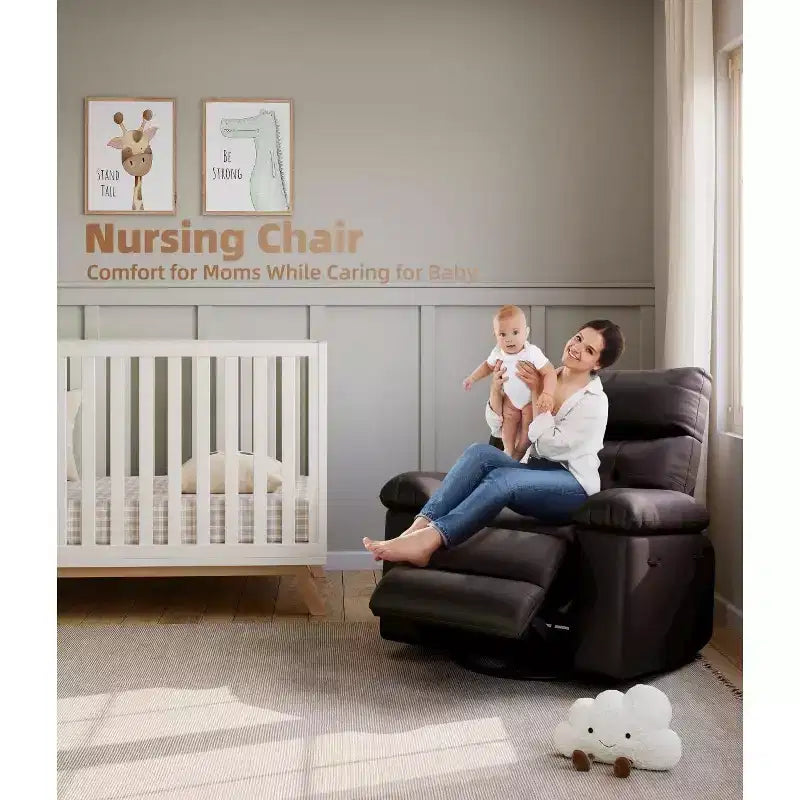 27 fauteuils inclinables surdimensionnés avec chauffage et massage - Fauteuil inclinable paresseux pivotant à 360° pour adultes - Fauteuil à bascule manuel avec télécommande pour le salon