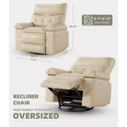 27 fauteuils inclinables surdimensionnés avec chauffage et massage - Fauteuil inclinable paresseux pivotant à 360° pour adultes - Fauteuil à bascule manuel avec télécommande pour le salon