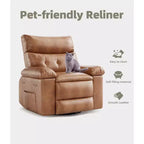 27 fauteuils inclinables surdimensionnés avec chauffage et massage - Fauteuil inclinable paresseux pivotant à 360° pour adultes - Fauteuil à bascule manuel avec télécommande pour le salon