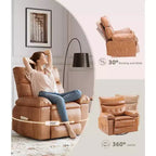 27 fauteuils inclinables surdimensionnés avec chauffage et massage - Fauteuil inclinable paresseux pivotant à 360° pour adultes - Fauteuil à bascule manuel avec télécommande pour le salon