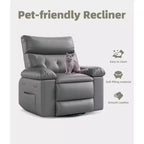 27 fauteuils inclinables surdimensionnés avec chauffage et massage - Fauteuil inclinable paresseux pivotant à 360° pour adultes - Fauteuil à bascule manuel avec télécommande pour le salon
