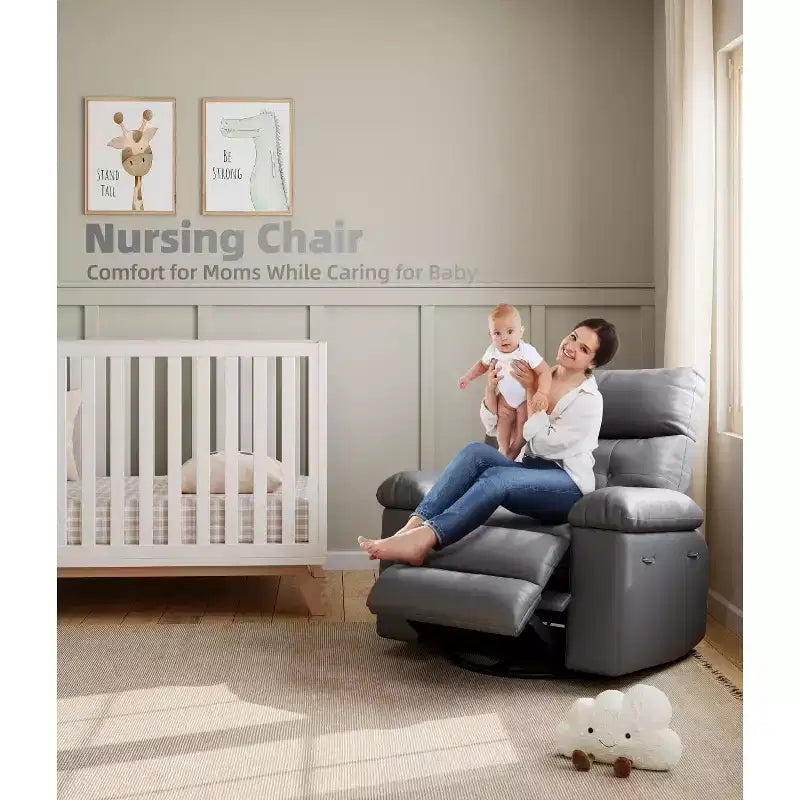 27 fauteuils inclinables surdimensionnés avec chauffage et massage - Fauteuil inclinable paresseux pivotant à 360° pour adultes - Fauteuil à bascule manuel avec télécommande pour le salon