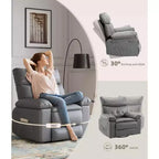 27 fauteuils inclinables surdimensionnés avec chauffage et massage - Fauteuil inclinable paresseux pivotant à 360° pour adultes - Fauteuil à bascule manuel avec télécommande pour le salon