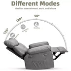 27 fauteuils inclinables surdimensionnés avec chauffage et massage - Fauteuil inclinable paresseux pivotant à 360° pour adultes - Fauteuil à bascule manuel avec télécommande pour le salon