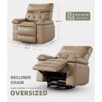27 fauteuils inclinables surdimensionnés avec chauffage et massage - Fauteuil inclinable paresseux pivotant à 360° pour adultes - Fauteuil à bascule manuel avec télécommande pour le salon