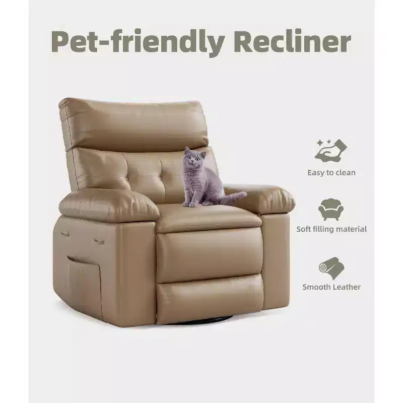 27 fauteuils inclinables surdimensionnés avec chauffage et massage - Fauteuil inclinable paresseux pivotant à 360° pour adultes - Fauteuil à bascule manuel avec télécommande pour le salon