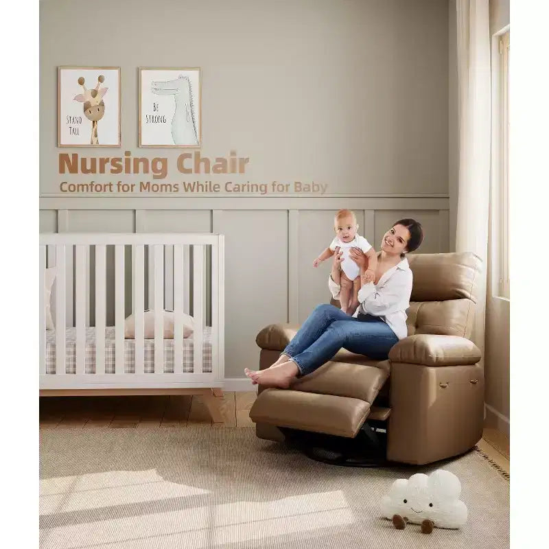 27 fauteuils inclinables surdimensionnés avec chauffage et massage - Fauteuil inclinable paresseux pivotant à 360° pour adultes - Fauteuil à bascule manuel avec télécommande pour le salon