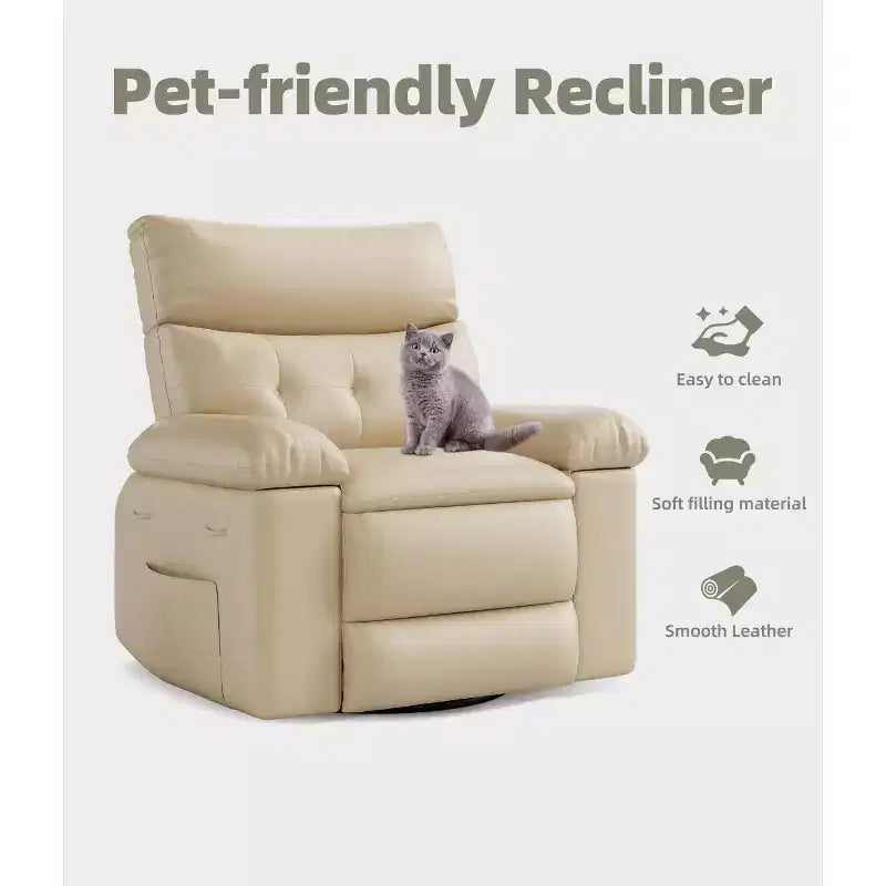 27 fauteuils inclinables surdimensionnés avec chauffage et massage - Fauteuil inclinable paresseux pivotant à 360° pour adultes - Fauteuil à bascule manuel avec télécommande pour le salon