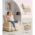 27 fauteuils inclinables surdimensionnés avec chauffage et massage - Fauteuil inclinable paresseux pivotant à 360° pour adultes - Fauteuil à bascule manuel avec télécommande pour le salon
