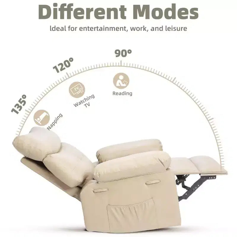 27 fauteuils inclinables surdimensionnés avec chauffage et massage - Fauteuil inclinable paresseux pivotant à 360° pour adultes - Fauteuil à bascule manuel avec télécommande pour le salon
