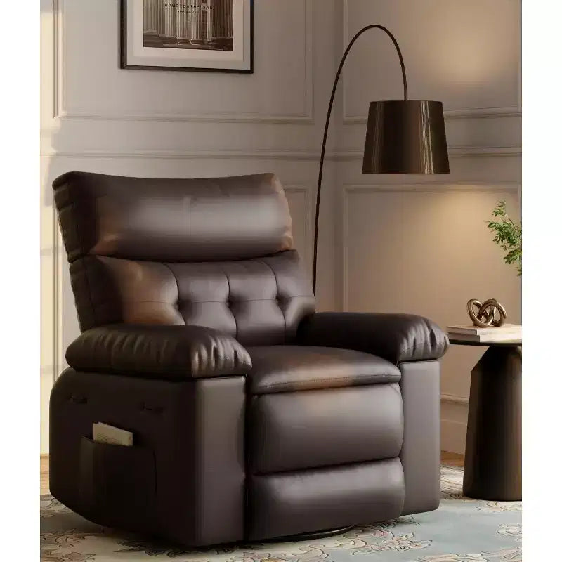 27 fauteuils inclinables surdimensionnés avec chauffage et massage - Fauteuil inclinable paresseux pivotant à 360° pour adultes - Fauteuil à bascule manuel avec télécommande pour le salon
