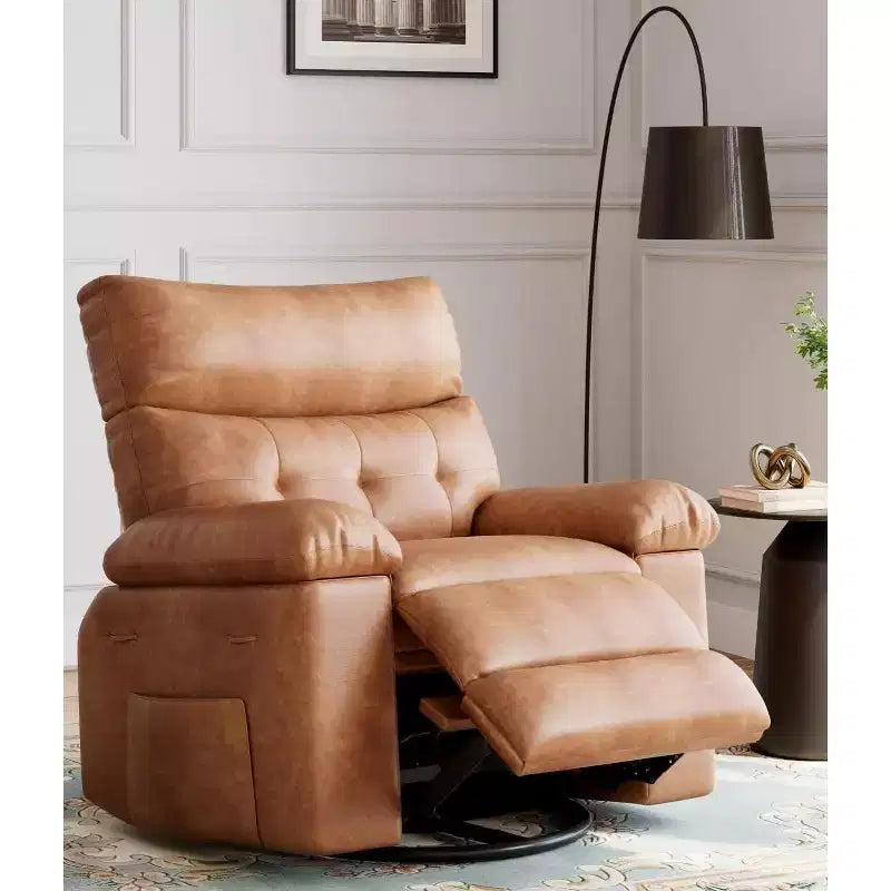 27 fauteuils inclinables surdimensionnés avec chauffage et massage - Fauteuil inclinable paresseux pivotant à 360° pour adultes - Fauteuil à bascule manuel avec télécommande pour le salon
