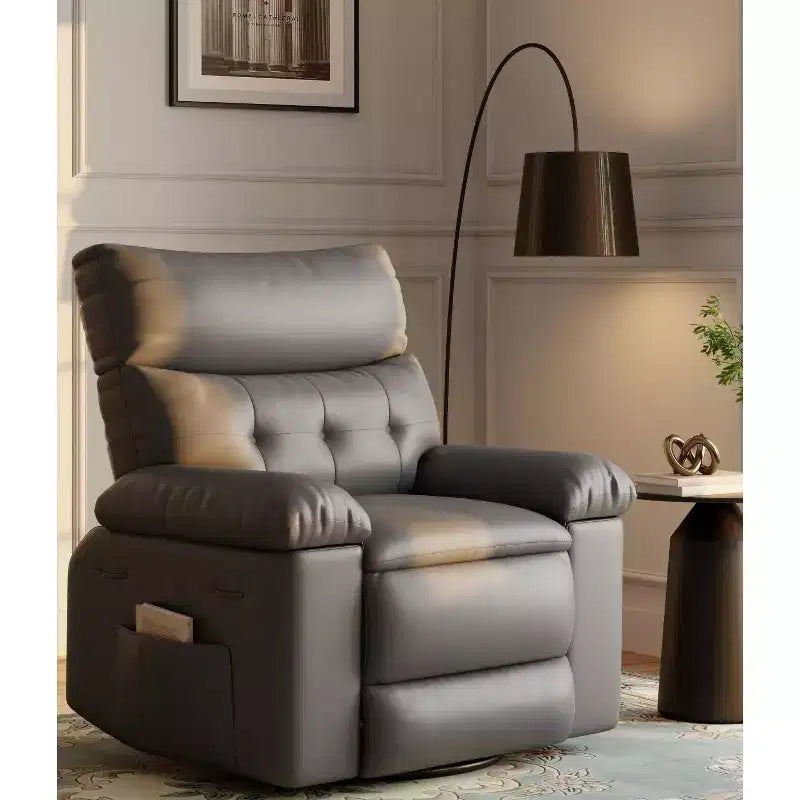 27 fauteuils inclinables surdimensionnés avec chauffage et massage - Fauteuil inclinable paresseux pivotant à 360° pour adultes - Fauteuil à bascule manuel avec télécommande pour le salon