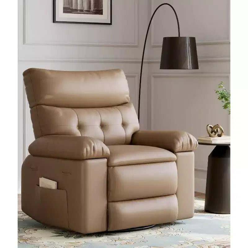 27 fauteuils inclinables surdimensionnés avec chauffage et massage - Fauteuil inclinable paresseux pivotant à 360° pour adultes - Fauteuil à bascule manuel avec télécommande pour le salon