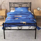 Lit plateforme métallique Acekool - 12 rangements, taille double