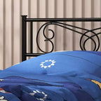 Lit plateforme métallique Acekool - 12 rangements, taille double
