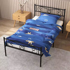 Lit plateforme métallique Acekool - 12 rangements, taille double
