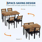 Ensemble table à manger 5 pièces pour 4 personnes, table de cuisine moderne et 4 chaises, cadre métallique peu encombrant, pour petit appartement, salle à manger