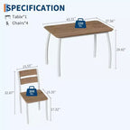 Ensemble table à manger 5 pièces pour 4 personnes, table de cuisine moderne et 4 chaises, cadre métallique peu encombrant, pour petit appartement, salle à manger