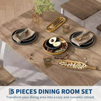 Ensemble table à manger 5 pièces pour 4 personnes, table de cuisine moderne et 4 chaises, cadre métallique peu encombrant, pour petit appartement, salle à manger