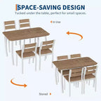 Ensemble table à manger 5 pièces pour 4 personnes, table de cuisine moderne et 4 chaises, cadre métallique peu encombrant, pour petit appartement, salle à manger