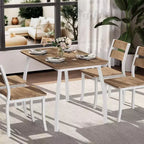 Ensemble table à manger 5 pièces pour 4 personnes, table de cuisine moderne et 4 chaises, cadre métallique peu encombrant, pour petit appartement, salle à manger
