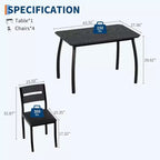 Ensemble table à manger 5 pièces pour 4 personnes, table de cuisine moderne et 4 chaises, cadre métallique peu encombrant, pour petit appartement, salle à manger