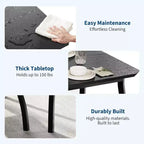 Ensemble table à manger 5 pièces pour 4 personnes, table de cuisine moderne et 4 chaises, cadre métallique peu encombrant, pour petit appartement, salle à manger