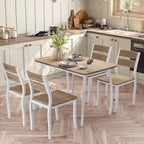 Ensemble table à manger 5 pièces pour 4 personnes, table de cuisine moderne et 4 chaises, cadre métallique peu encombrant, pour petit appartement, salle à manger