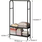 Portant à vêtements robuste, cintre autoportant solide avec 2 étagères, porte-manteau en métal pour chambre, bureau ou salon