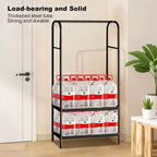 Portant à vêtements robuste, cintre autoportant solide avec 2 étagères, porte-manteau en métal pour chambre, bureau ou salon