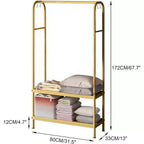 Portant à vêtements robuste, cintre autoportant solide avec 2 étagères, porte-manteau en métal pour chambre, bureau ou salon